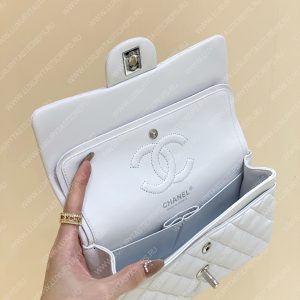 CHANEL Small Classic Handbag Bag White A01113 - Image 17