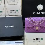 CHANEL Small Classic Handbag Bag Purple A01113