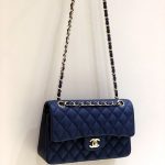 CHANEL Small Classic Handbag Bag Navy Blue A01113