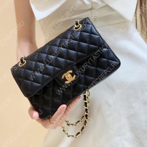 CHANEL Small Classic Handbag Bag Black A01113 - Image 31