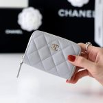 CHANEL Classic Zipped Coin Purse Grey AP0216