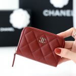CHANEL Classic Zipped Coin Purse Red AP0216