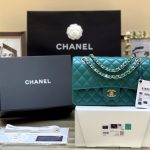 CHANEL Classic Handbag Bag Turqoise A01112