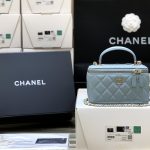 CHANEL Long Vanity Case Blue AP2199