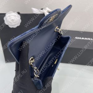 CHANEL CLASSIC HANDBAG BLUE A01112 - Image 6