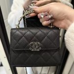 CHANEL 19 HANDBAG WITH CHAIN AND TOP HANDLE BLACK AP3237