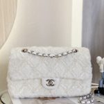 CHANEL CLASSIC PEARL EMBELLISHED HANDBAG WHITE A01112