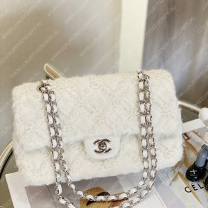 CHANEL CLASSIC PEARL EMBELLISHED HANDBAG WHITE A01112 - Image 3