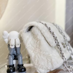 CHANEL CLASSIC PEARL EMBELLISHED HANDBAG WHITE A01112 - Image 5