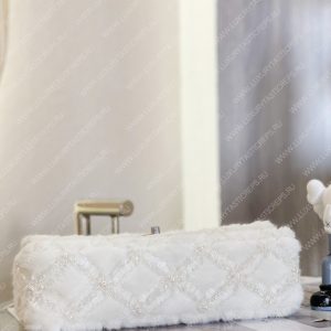 CHANEL CLASSIC PEARL EMBELLISHED HANDBAG WHITE A01112 - Image 6