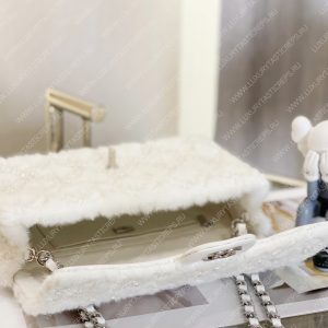 CHANEL CLASSIC PEARL EMBELLISHED HANDBAG WHITE A01112 - Image 7