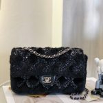 CHANEL CLASSIC PEARL EMBELLISHED HANDBAG BLACK A01112