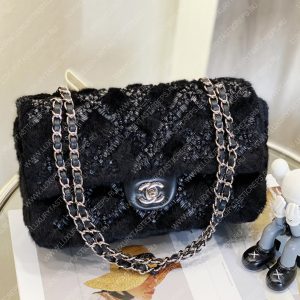 CHANEL CLASSIC PEARL EMBELLISHED HANDBAG BLACK A01112 - Image 3