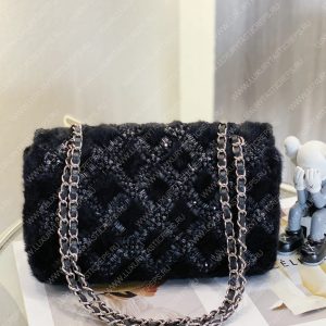 CHANEL CLASSIC PEARL EMBELLISHED HANDBAG BLACK A01112 - Image 4