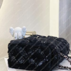 CHANEL CLASSIC PEARL EMBELLISHED HANDBAG BLACK A01112 - Image 5