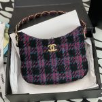 CHANEL SMALL MAXI HOBO BAG BLACK PURPLE GREEN & RED AS3632