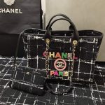 CHANEL LARGE SHOPPING BAG BLACK WHITE & MULTICOLOR A66941