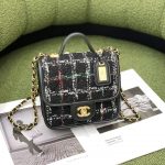 CHANEL MINI FLAP BAG WITH TOP HANDLE  BLACK AS3653