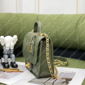 CHANEL MINI FLAP BAG WITH TOP HANDLE GREEN AS3653 - Image 4