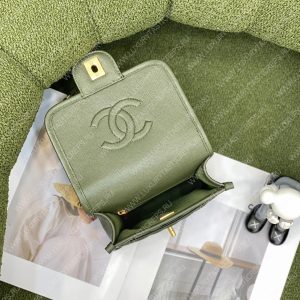 CHANEL MINI FLAP BAG WITH TOP HANDLE GREEN AS3653 - Image 6