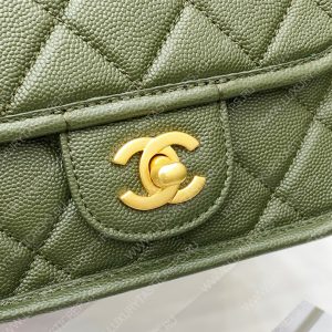 CHANEL MINI FLAP BAG WITH TOP HANDLE GREEN AS3653 - Image 7