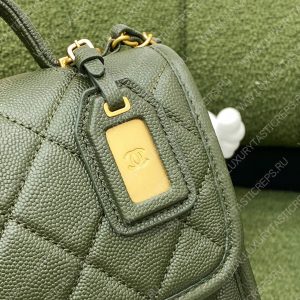 CHANEL MINI FLAP BAG WITH TOP HANDLE GREEN AS3653 - Image 8