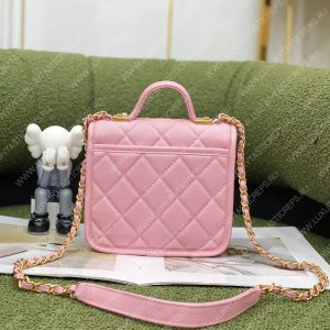 CHANEL MINI FLAP BAG WITH TOP HANDLE PINK AS3653 - Image 3