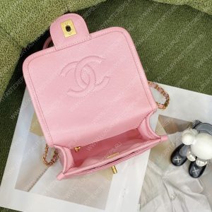 CHANEL MINI FLAP BAG WITH TOP HANDLE PINK AS3653 - Image 6