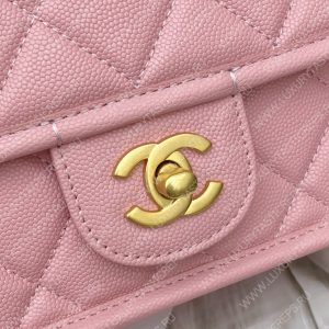CHANEL MINI FLAP BAG WITH TOP HANDLE PINK AS3653 - Image 7