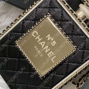 CHANEL EVENING CLUTCH PERFUME BOTTLE BAG METAL BLACK AS3246 - Image 4