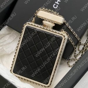 CHANEL EVENING CLUTCH PERFUME BOTTLE BAG METAL BLACK AS3246 - Image 6