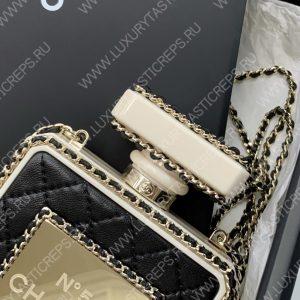CHANEL EVENING CLUTCH PERFUME BOTTLE BAG METAL BLACK AS3246 - Image 9