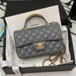CHANEL MINI FLAP BAG WITH TOP HANDLE GREY AS2431