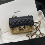 CHANEL MINI EVENING BAG BLACK & GOLD AS3714