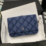 CHANEL CLASSIC WALLET ON CHAIN BLUE AP0250