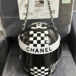 CHANEL HELMET MINAUDIERE BLACK & WHITE AS3774