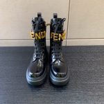 FENDI LEATHER BIKER BOOTS BLACK 8T8355