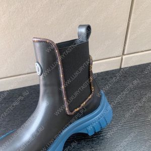 LOUIS VUITTON RUBY FLAT ANKLE BOOTS NOIR AND BLUE 1AB0FS - Image 5