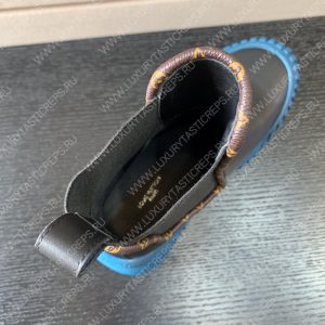 LOUIS VUITTON RUBY FLAT ANKLE BOOTS NOIR AND BLUE 1AB0FS - Image 8