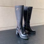 PRADA BRUSHED LEATHER NYLON BOOTS BLACK 1W411M