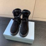 PRADA SUEDE LACE-UP BOOTIES BLACK 1T492M