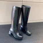 PRADA LEATHER AND NYLON BOOTS BLACK 1W411M