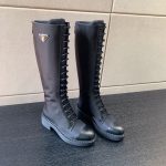 PRADA BRUSHED LEATHER AND NYLON BOOTS BLACK 1W906M