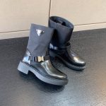 PRADA BRUSHED LEATHER AND RE-NYLON BOOTIES 1U6823