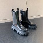 PRADA MONOLITH BRUSHED LEATHER BOOTS BLACK 1U749M