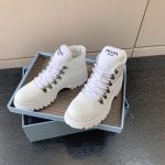 PRADA BRIXXEN LEATHER AND NYLON BOOTIES WHITE 1T709M