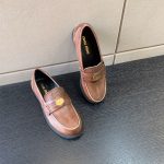 MIU MIU LEATHER PENNY LOAFERS BROWN 5D773D