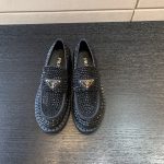 PRADA SATIN LOAFERS WITH CRYSTALS BLACK 1D246M