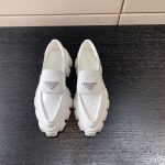 PRADA BRUSHED LEATHER MONOLITH LOAFERS WHITE 1D649M