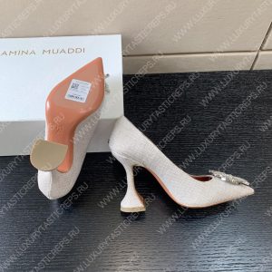 AMINA MUADDI BEGUM FABRIC PUMPS WHITE AM8001 - Image 5